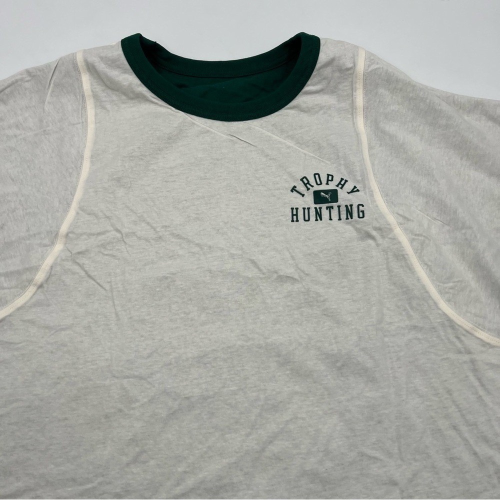 PUMA x Trophy Hunting Reversible Cropped T-Shirt Green cream Womens XL - Picture 6 of 10